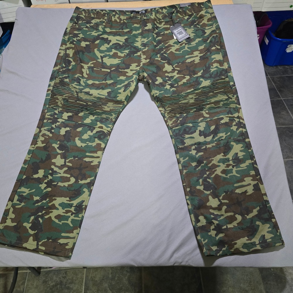 Maxi Milian Moto Camo Pants Mens 54x32 Woodland Green Biker Ribbed X164WB05A